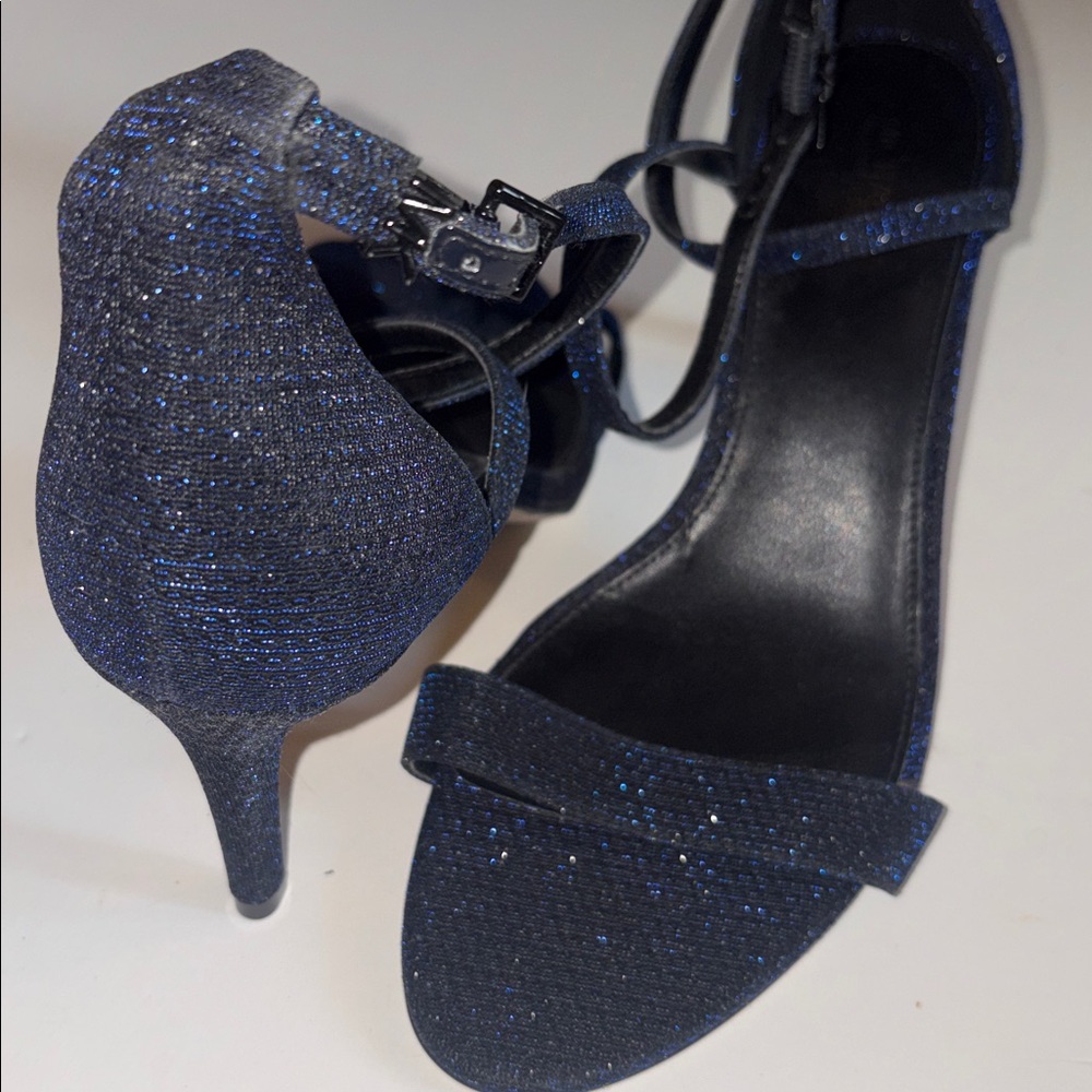 Michael Kors Navy Glitter Ankle-Tie Stiletto Sandals Women’s size 9.5